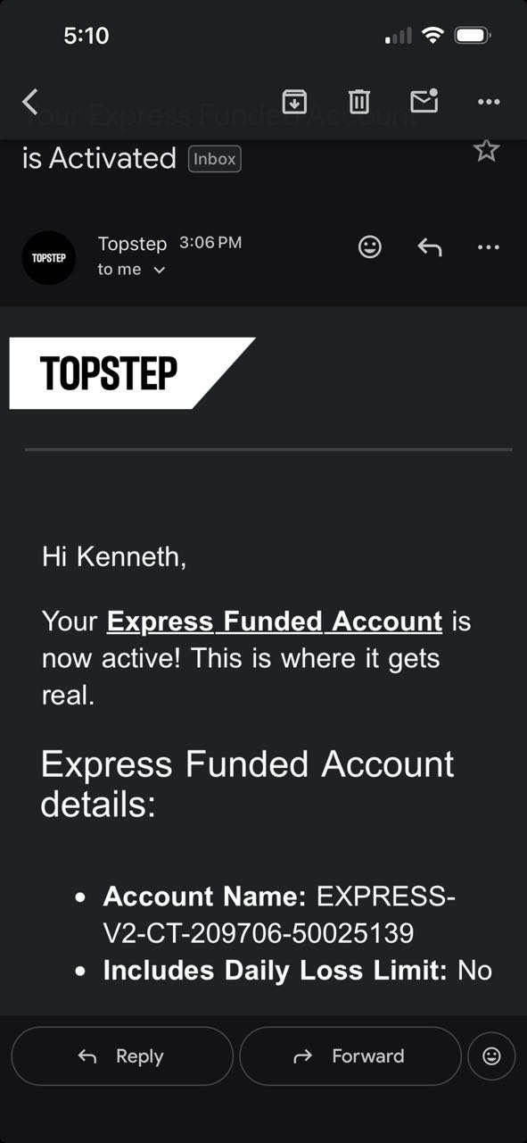 Topstep Express Funded Account Activated